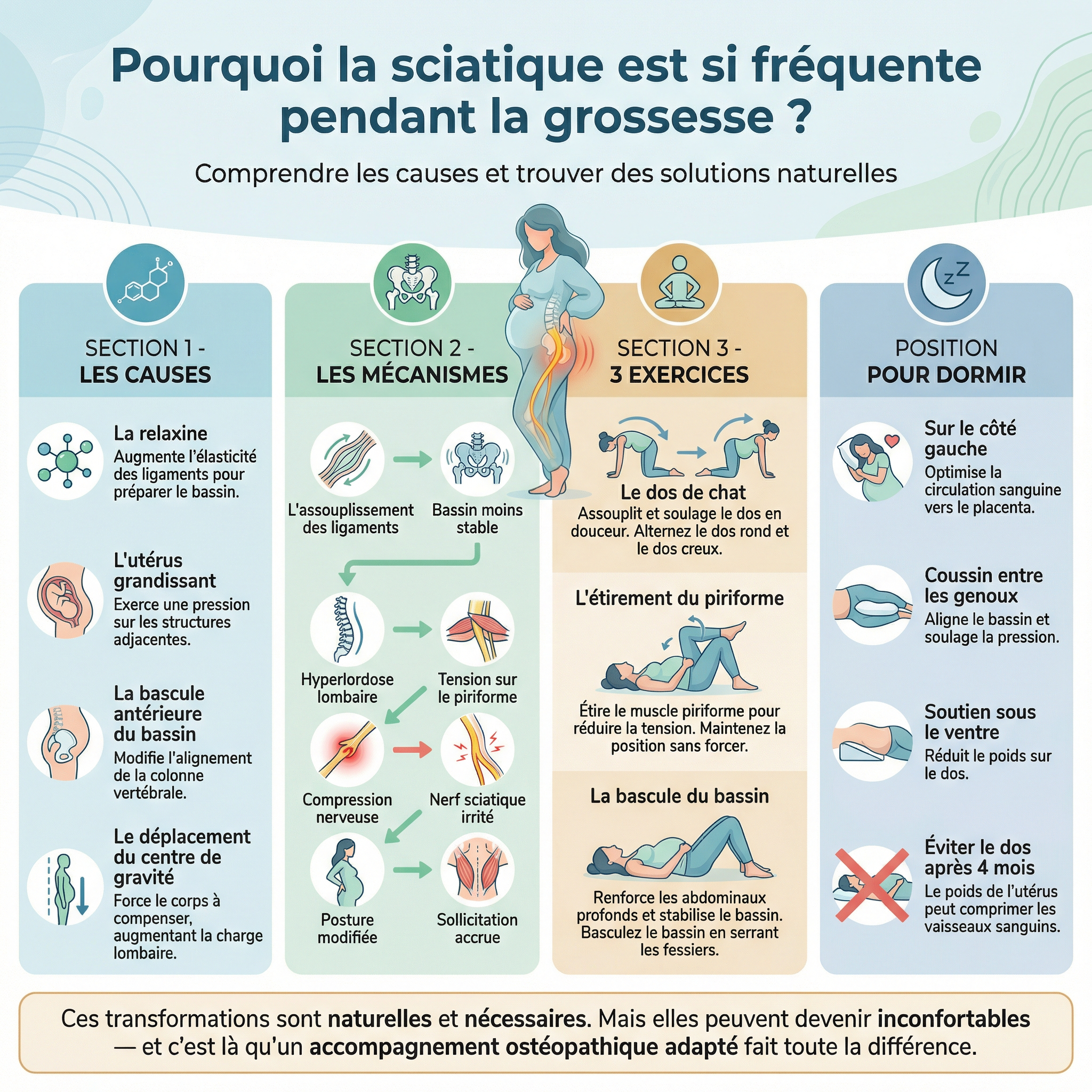 conseils et exercices sciatique grossesse Olivier BENOIT Ostéopathe